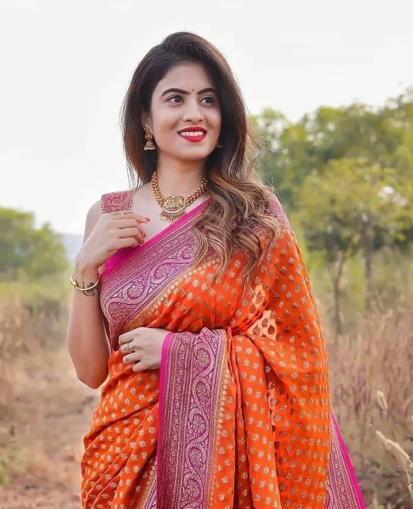 Orange_Woven_Kanjivaram_Silk_Saree_with_Saree_Cover